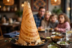 Giant 2 feet paper dosa at Brundhavan restaurant NJ